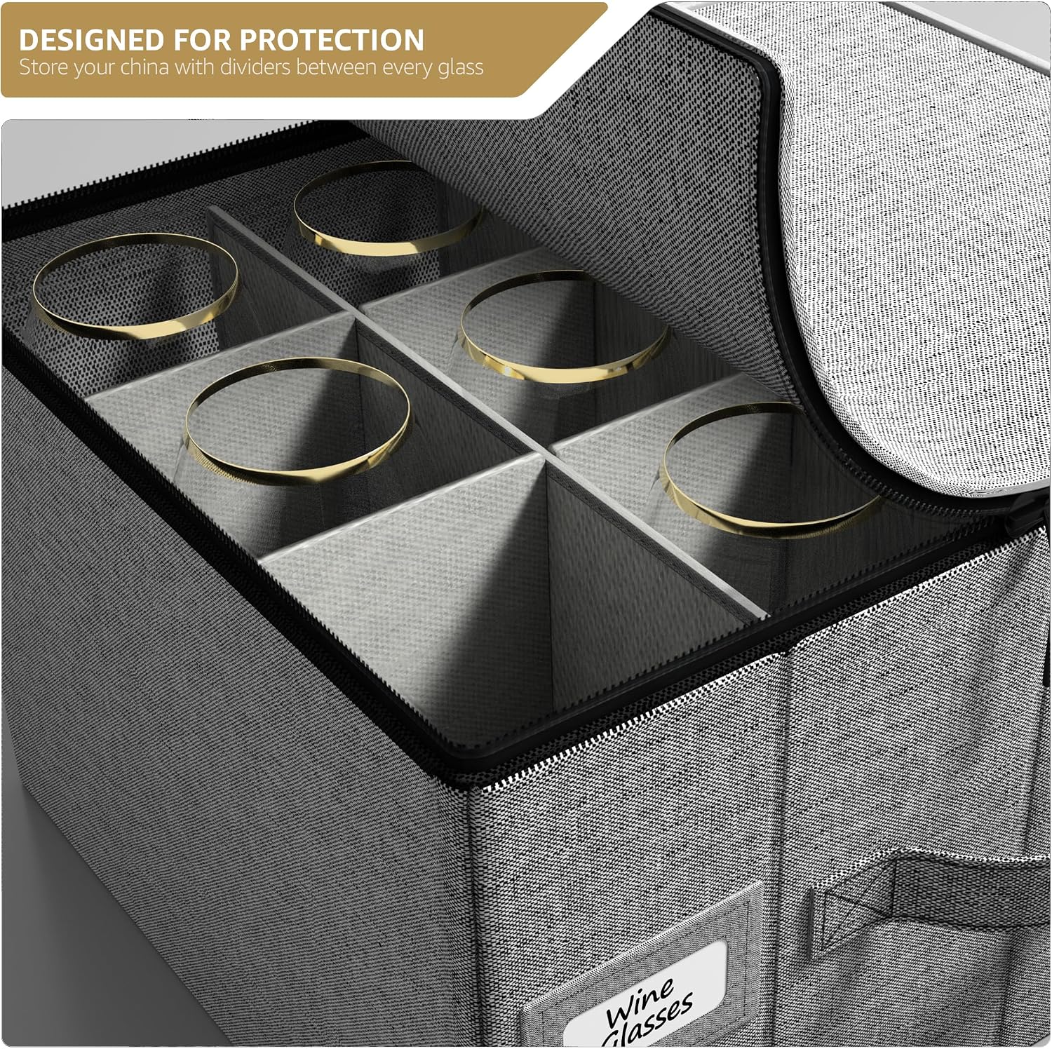 Sorbus Stemware Storage Cases Hard Shell, Wine Glass Storage Box Case with Dividers and Handle - China Storage Containers Holds 12 Crystal Glassware, Red White Wine Glasses, Champagne Flutes, Goblets