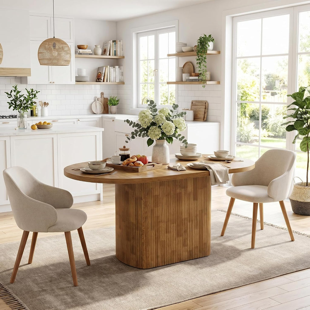 Tribesigns 47.24" Oval Dining Table for 4, Small Kitchen Table with Pedestal Base, Space Saving Farmhouse Wood Dinner Table for Apartment and Dining Room, Brown