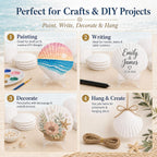 Cizavanta 50 Pack Large Scallop Shells for Crafts, 4-5 Inch Natural White Scallop Shells with 25 Clear Display Stands and Round Craft Mat, Seashells for DIY Painting, Decoupage & Coastal Decor