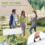 Real Relax 6 feet Plastic Folding Bench with Carrying Handle & Lock,Portable in/Outdoor Picnic Party Camping Dining Seat, Garden Soccer Multipurpose Entertaining Activities,Waterproof, 2 Pack, White