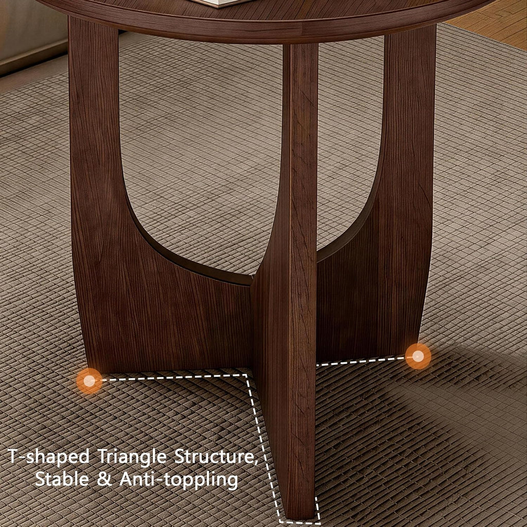 Aibiju End Table, Natural Wood End Table, 2-Piece Side Table, 100% Solid Wood Rustic Center Table, Simple Accent Table for Living Room, Walnut RF-ZY5084-2
