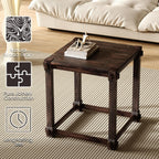 Vintage Aged Solid Wood Side Table, End Table, Nightstand, Bedside Table, Mortise and Tenon, Wear-Resistant Top, Sturdy Accent Table for Living Room Bedroom 20"×22"×22"