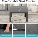 Wisteria Lane Aluminum Patio Furniture Footstools Set of 2, Oversized Outdoor Ottomans with Upgraded Cushions, All-Weather Outdoor Footrest Seat for Balcony, Garden, Deck, Backyard, Gray