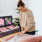 Propik Wrapping Paper Storage Container | Gift Wrap Organizer Under Bed | 41”x14”x6” | Box Holder for 18-24 Rolls Up to 40” | 600D Oxford Material | Pockets for Ribbon, Bows and Accessories (Plaid)