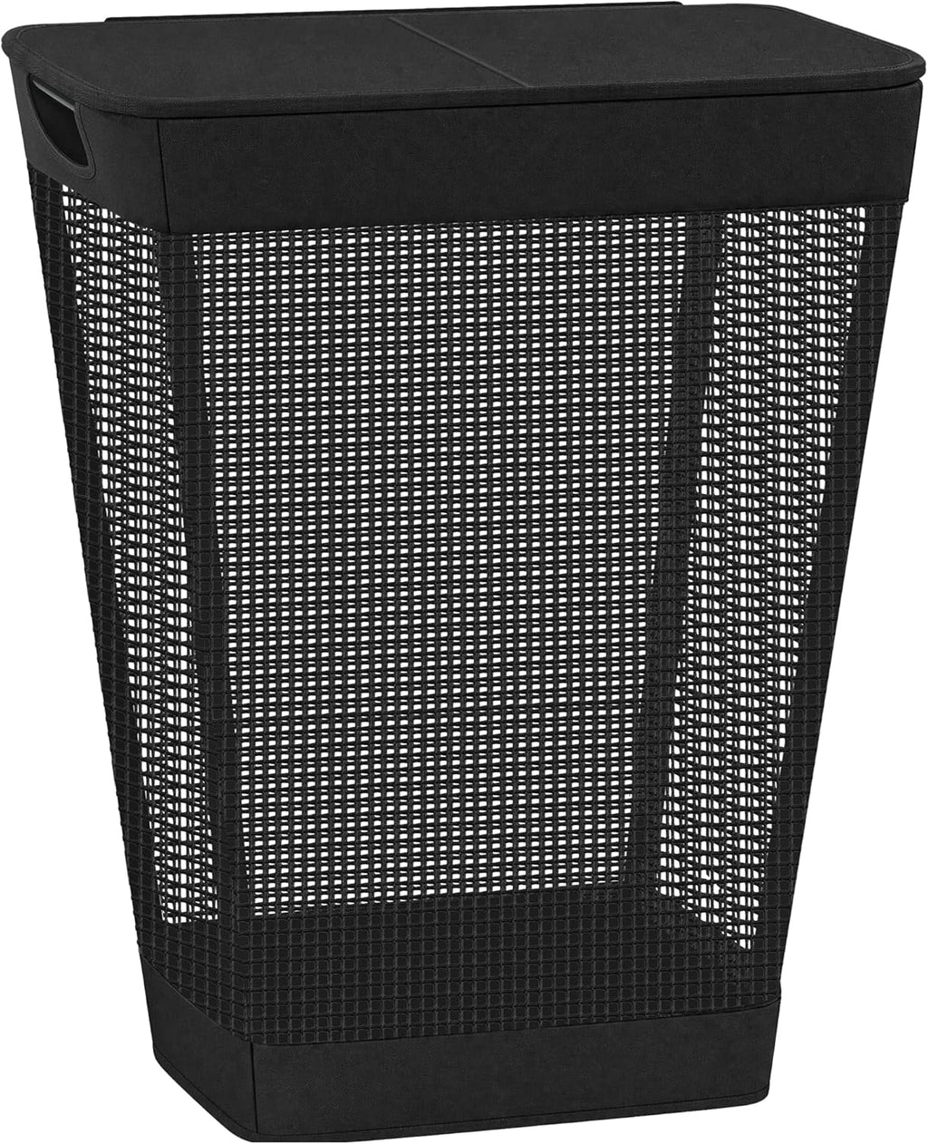 STO STO 75L Laundry Hamper with Lid, Black Clothes Hamper with Handles, Breathable Vinyl Mesh Laundry Basket, Sturdy Steel Frame, Space Saving Laundry Bin for Bathroom, Bedroom, Dorm, Small Spaces