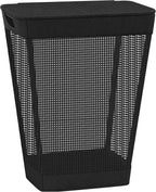STO STO 75L Laundry Hamper with Lid, Black Clothes Hamper with Handles, Breathable Vinyl Mesh Laundry Basket, Sturdy Steel Frame, Space Saving Laundry Bin for Bathroom, Bedroom, Dorm, Small Spaces