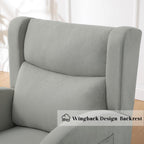 Nursery Rocking Chairs, Upholstered Rocking Chairs Glider Rocker for Living Room,Bedroom, Comfy Linen Glider Rocker Nursing Chair Wingback with Side Pocket for Nursing Adult Light Grey