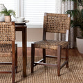 Bali & pari Alise Seagrass and Mahogany Wood Chair, Dining Height, Earthy Brown