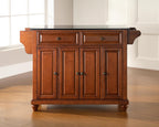 Crosley Furniture Cambridge Granite Top Rolling Kitchen Island Storage Cart, Microwave Stand, Spice Rack, Cherry
