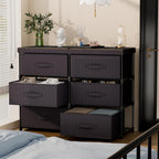 GcdPai Dresser with 6 Fabric Drawer Stand Desktop Sturdy Metal Plastic Support Tube Cube Storage Cabinet for Bedroom Organization Dorm Front Hall Entryway