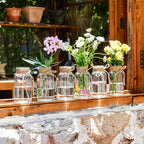Set of 6 Vintage Glass Vases for Flowers Farmhouse Clear Glass Vases for Centerpieces Small Flower Vases with Twine Ties for Wedding, Parties & Home Decor