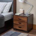 BIGTO Walnut & Espresso Finish Accent Side Table Synthetic Wood End Table 16"*20"*19"Living Room Furniture