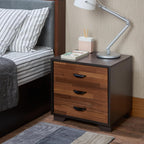 BIGTO Walnut & Espresso Finish Accent Side Table Synthetic Wood End Table 16"*20"*19"Living Room Furniture