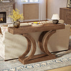 Tribesigns 43.31-Inch Farmhouse Console Table for Entryway, Unique Narrow Sofa Table Behind the Couch with Curved Legs for Living Room, Hallway, Foyer, Entrance, Rustic Brown