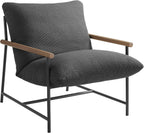 Modway Raya Outdoor Patio Sling Chair with Ottoman Set in Charcoal - Comfy Accent Lounge Chair and Footstool with Removable Boucle Fabric Cushions for Porch, Deck, Backyard