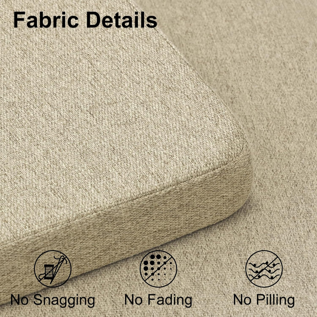 Shinnwa Dining Chair Cushions Set of 4, Non-Slip Kitchen Chair Cushions with Ties and Machine Washable Cover, Sef of 4, 17 x 16.5 x 2in, Natural Linen