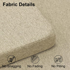 Shinnwa Dining Chair Cushions Set of 4, Non-Slip Kitchen Chair Cushions with Ties and Machine Washable Cover, Sef of 4, 17 x 16.5 x 2in, Natural Linen