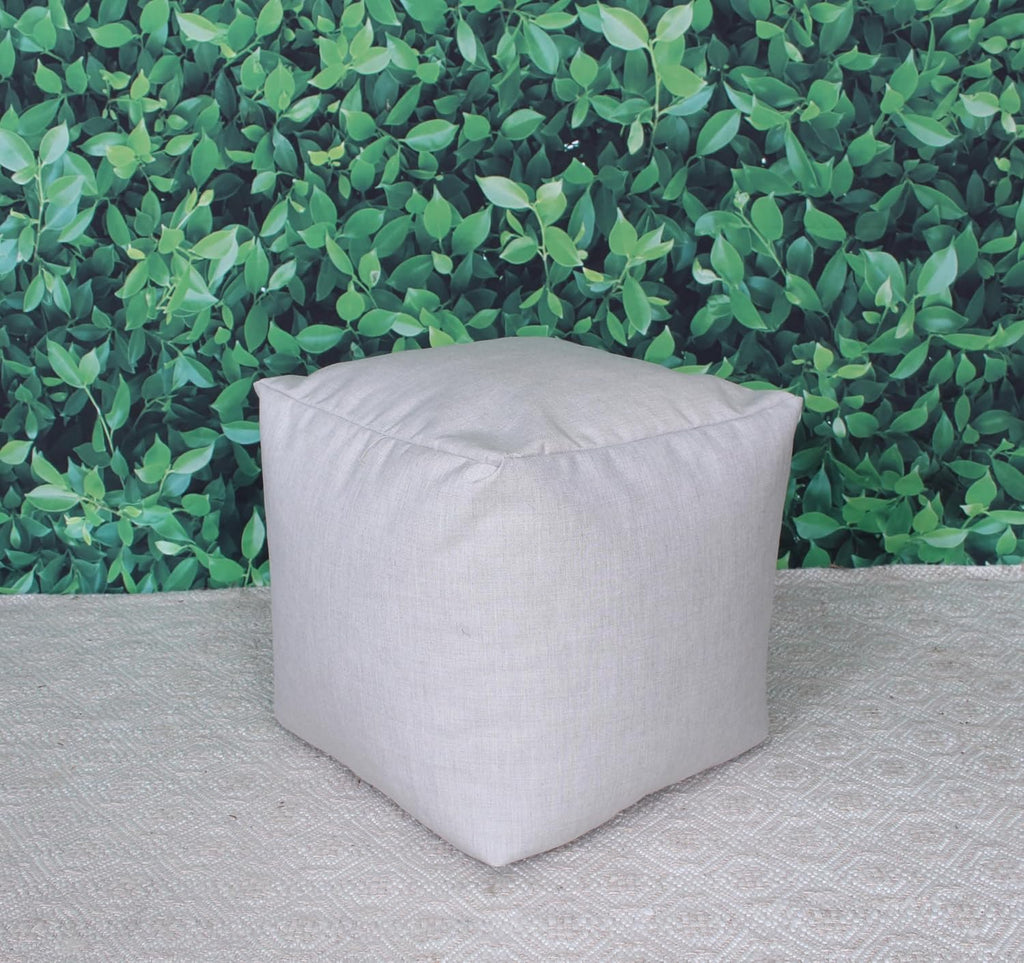 RULU Ottoman Outdoor/Indoor Sunbrella Bean Bag Pouf 19"x19"x18"H Cast Silver