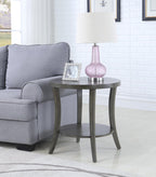 Oval Shelf End Table, Gray