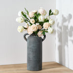 10.16" Tall Ceramic Rustic Vase for Home Decor, Terracotta Vase with Handles, Handcrafted Vintage Decorative Flower Vase for Farmhouse, Living Room, Table, Fireplace, Nightstand- Black Bronze