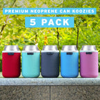 Current Co. Beer Can Cooler Sleeves (5 Pack) Soft Insulated Neoprene Beer Coolies for Cans & Bottles - HTV Vinyl Compatible Drink Coolies - Bulk Blank Can Cozy Set – Standard 12 Oz Drink Koolies
