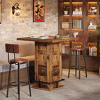 Tribesigns 39.4" H Square Bar Table, Industrial High Top Bistro Pub Cocktail Table with Metal Footrest for Kitchen Nook, Home Bar, Small Bars, Dark Brown (Table Only)