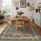 5x7 Washable Area Rug, Vintage Animals Print Boho Rug, Non Slip Low Pile Stain Resistance Floor Carpet for Living Room Bedroom Dining Room Nursery Home Decor