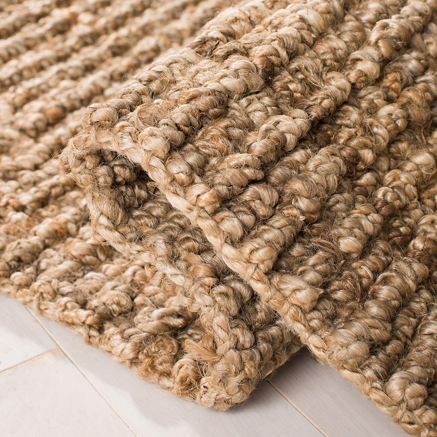 SAFAVIEH Natural Fiber Collection Runner Rug - 2'6" x 8', Natural Brown, Handmade Jute, Farmhouse Style, Chunky Textured Thick Pile (NF447A)