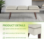 OSP Home Furnishings Amanda Mid-Century Modern Upholstered Bench with Solid Wood Tapered Legs, 54-inches, Linen Fabric