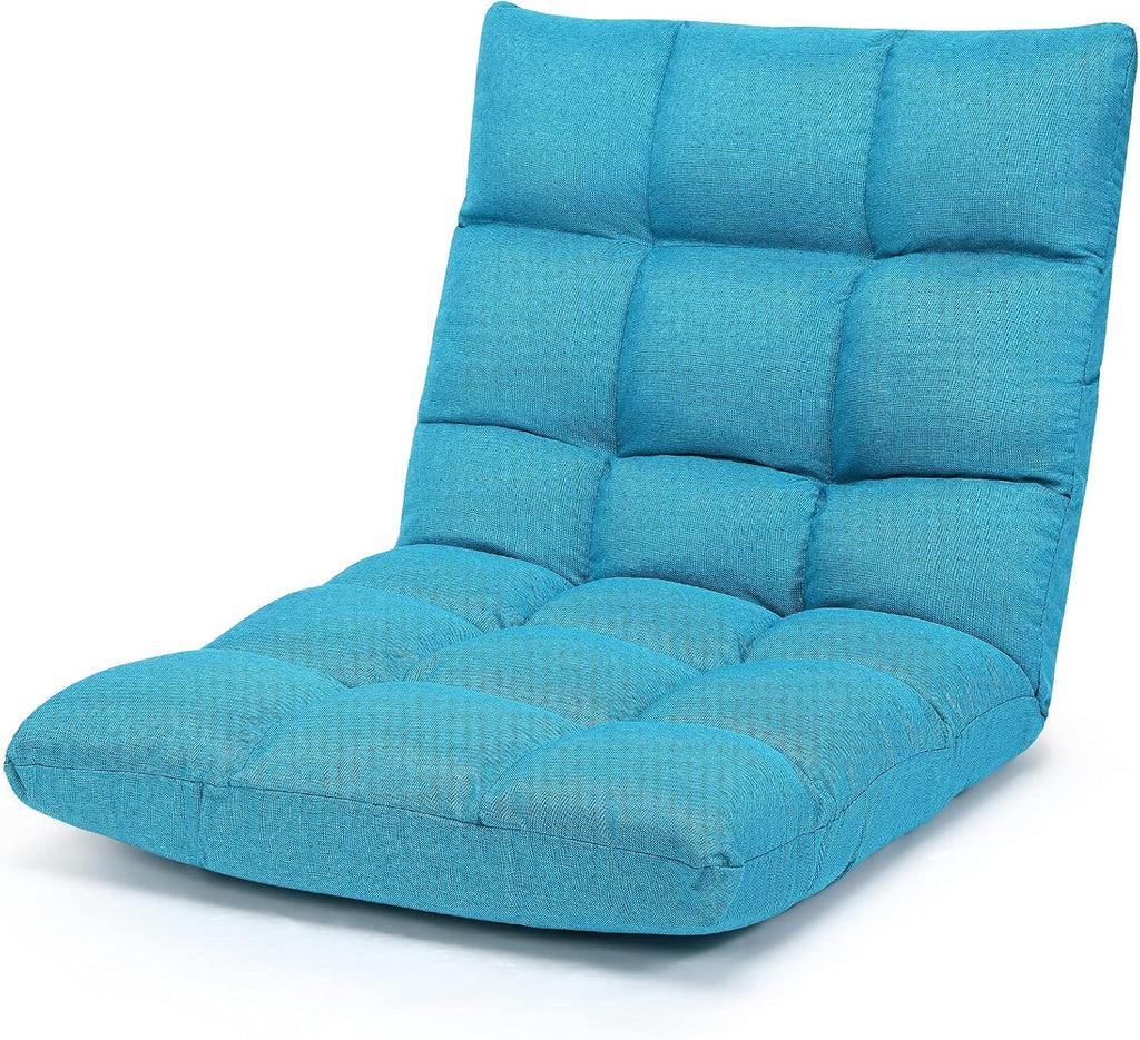 Giantex Floor Sofa Chair Video Gaming Chair with 14 Adjustable Position, Padded Back Support Floor Cushioned Seat, Folding Lazy Chair for Meditation, Reading, Watching, Living Room Recliner(Turquoise)