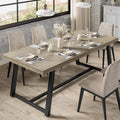 IRONCK 71" Dining Table for 6-8 People, Industrial Kitchen Table with Sturdy Metal Frame, Rectangular Grey Wood Dinner Table for Dining Room