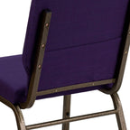 EMMA + OLIVER 18.5" W Stack Church Chair, Royal Purple Fabric/Gold Vein Frame