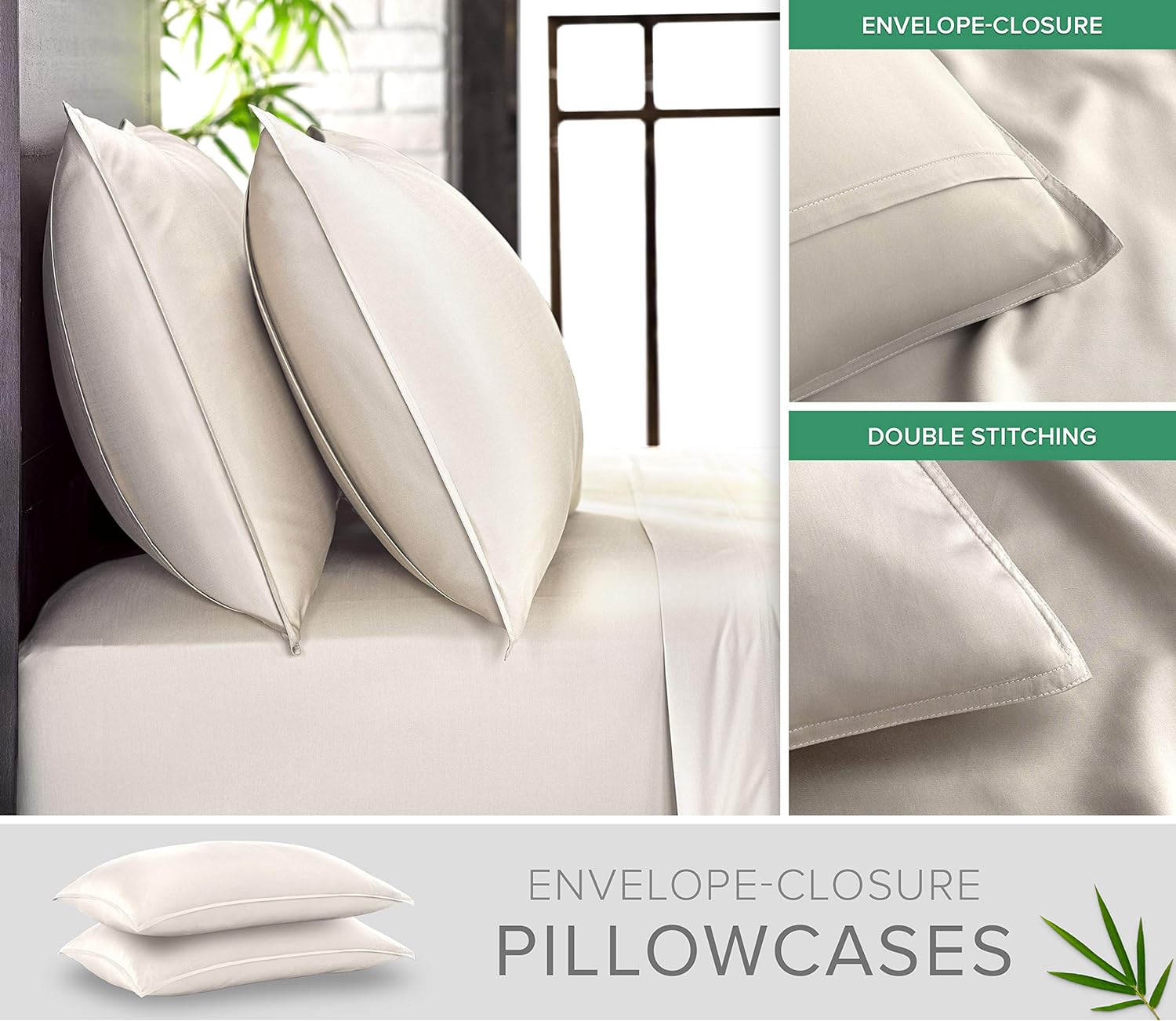 Pure Bamboo King Sheets, Genuine 100% Organic Viscose Derived from Bamboo Bed Sheet Set, Luxuriously Soft & Cooling, Double Stitching, 2 Year Quality Promise (King, Ivory)