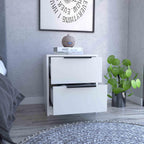 16" 2-Drawer Side Tables, End Table with Stain-Resistant Finish, Accent Table for Compact Spaces, White