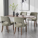 VKNOW Wooden Dining Chairs Set of 2, Modern Fabric Upholstered Dining Room Chair Kitchen Chairs, Farmhouse Dinner Chair for Kitchen Dining Room, Green