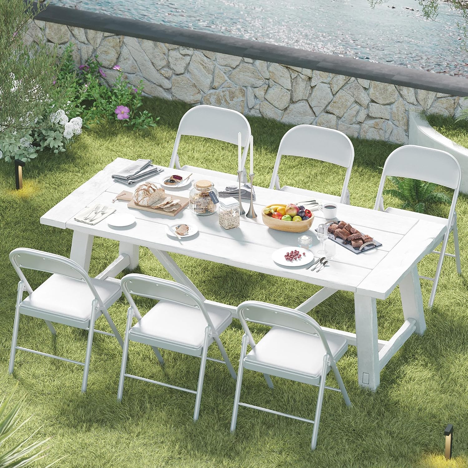 1 Pack Folding Chairs with Cushion Padded - Metal Chairs w/Comfortable Seats and Durable Steel Frame Foldable Chair for Indoor Outdoor Wedding, Party, Backyard & Office Events (White, 1 Pack)