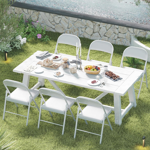 1 Pack Folding Chairs with Cushion Padded - Metal Chairs w/Comfortable Seats and Durable Steel Frame Foldable Chair for Indoor Outdoor Wedding, Party, Backyard & Office Events (White, 1 Pack)