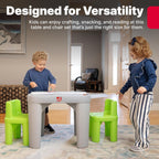 Step2 Mighty My Size Kids Table & Chair Set, Playroom Activity Table for Arts & Crafts, Made of Durable Plastic, For Toddlers 2+ Years Old, Gray & Green