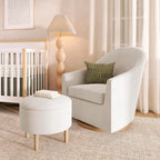 Evolur Luna Swivel Chair & Ottoman with 360-degree Swivel and Soft, Plush Fabric and Sleek Design, Sturdy Wooden Base