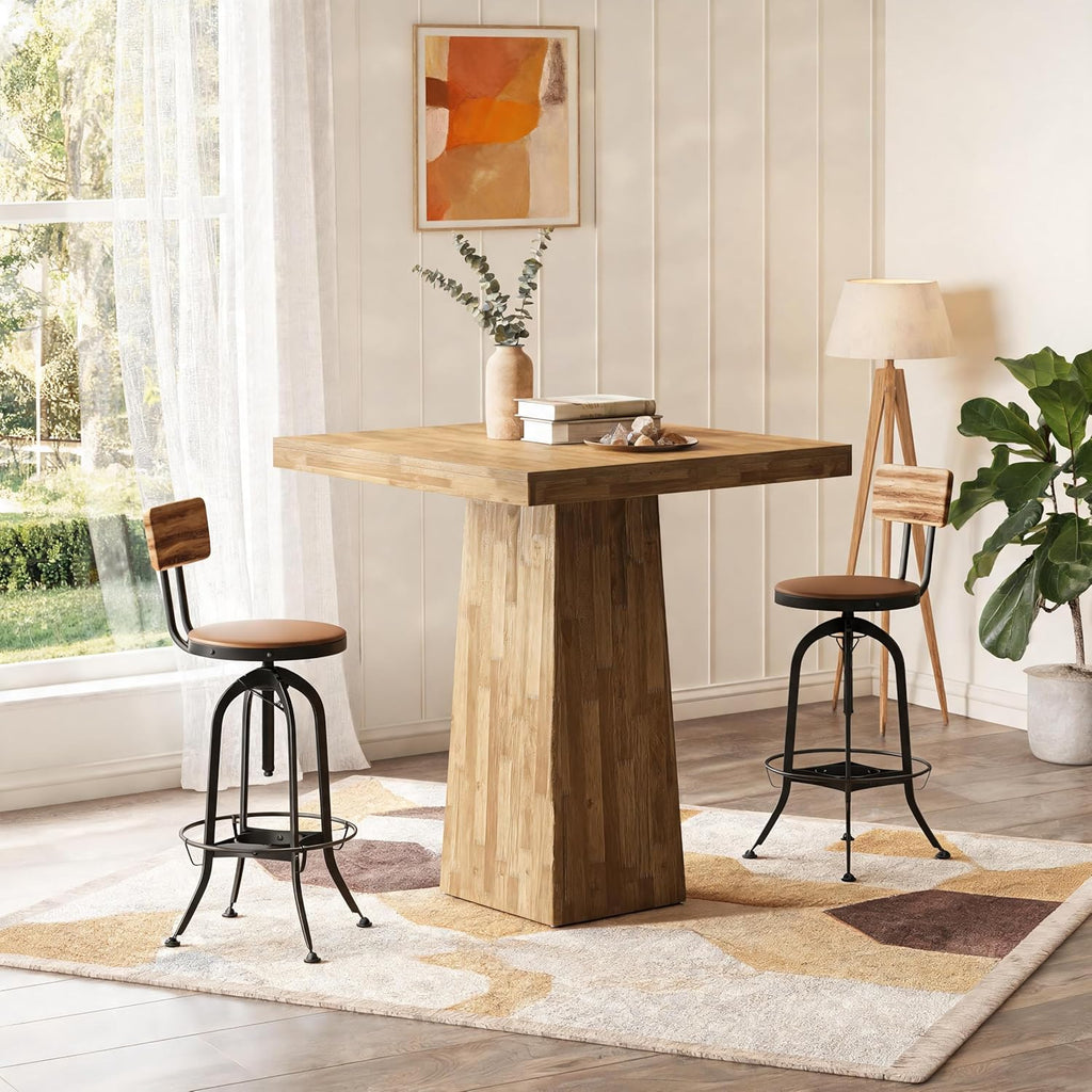 Tribesigns 39.4" H Square Bar Table, Industrial High Top Pub Cocktail Table, Wooden Home Bar Unit for Bistro, Kitchen, Dining Room, Coffee, Small Space (Table Only)