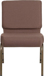 EMMA + OLIVER 4 Pack 21" W Stacking Church Chair in Brown Dot Fabric - Gold Vein Frame