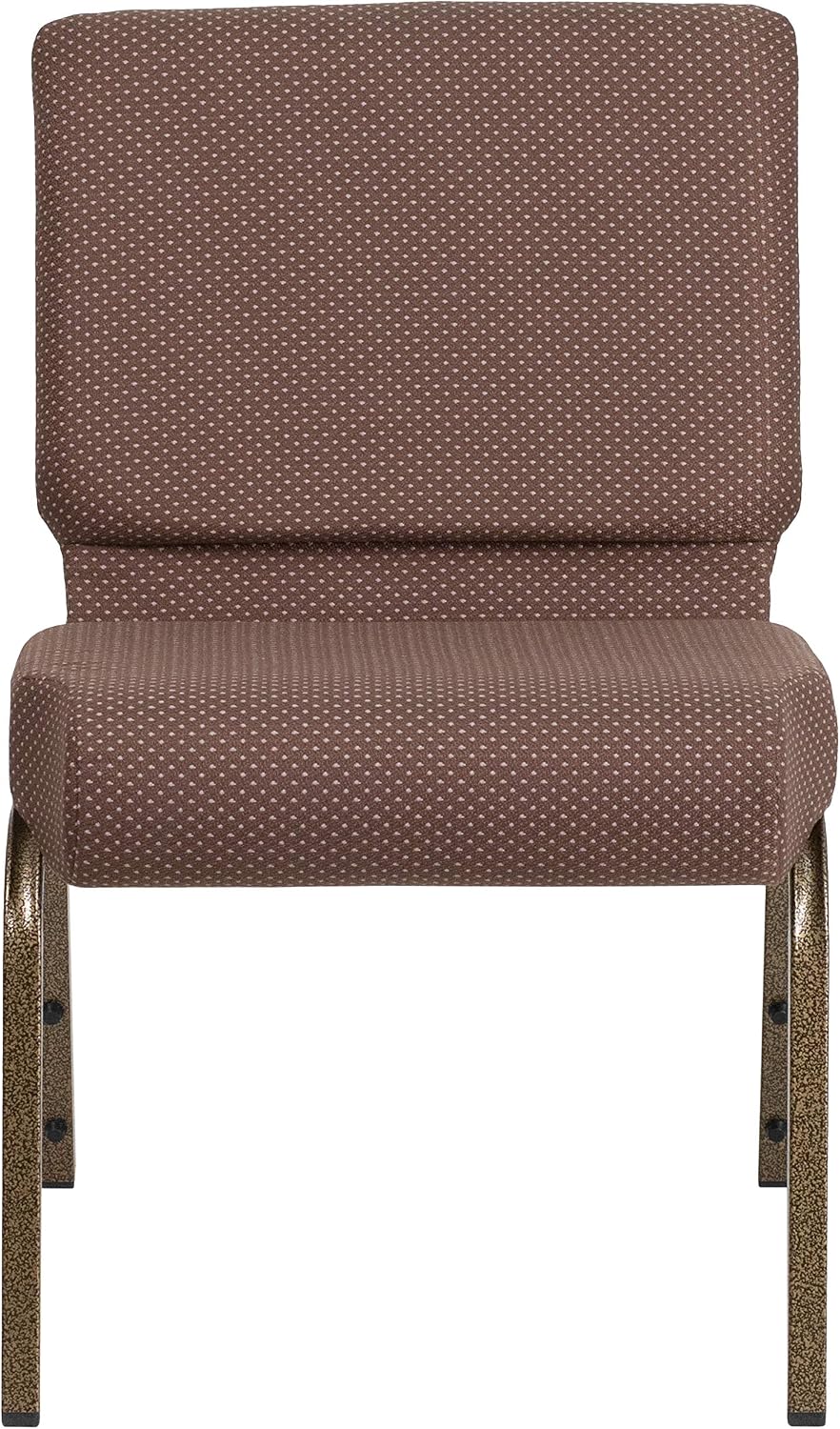 EMMA + OLIVER 4 Pack 21" W Stacking Church Chair in Brown Dot Fabric - Gold Vein Frame