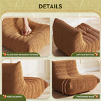 WLIVE Bean Bag Chair for Adults, Teddy Fleece Togo Chair, Giant, Memory Foam, for Living Room and Bedroom, Single, Brown