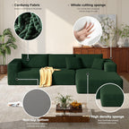 MoonSpeak 107" Sectional Boneless Couches for Living Room.Deep Seat Corduroy L Shaped Modular Sofa.Cloud Sectional Sofa.Upholstered Couches with Oversized Chaise(Green,Right Chaise)