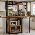 Garvee Microwave Stand with Fridge Stand, Industrial Kitchen Shelf with Power Outlet, Freestanding Kitchen Storage for Pantry Living Room, 47.2 x 19.7 x 68.1 Inches, Rustic Brown