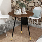 Round Dining Table, 23.6" Kitchen Dining Table with Thickened Tabletop and Metal Pedestal,Mid Century Modern Bistro Table for Dining Room,Small Places, Living Room,Cafe (Brown)