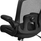 Flash Furniture Big & Tall Swivel Office and Gaming Chair with LeatherSoft Seat, Mesh Office Chair with Flip-Up Armrests and Adjustable Height, Black