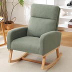 HCHAIRH Rocking Chair Nursery, Boucle Teddy Nursing Rocking Chairs, Upholstered Nursery Glider Rocker for Mom Nursery Morden Accent Rocking Chair with Side Pocket for Living Room,Bedroom, Green