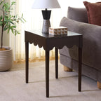 SAFAVIEH Home Collection – Neha Dark Chocolate Brown Solid Wood Frame Accent Table, Scalloped Edge Design (ACC5743A)