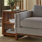 Stickley Saranac Side Table, End Table, Solid Rustic Walnut, Sustainable Construction, Open Back, Adjustable Shelf, Sled Base, 19in W x 18in D x 26in H, Made in USA